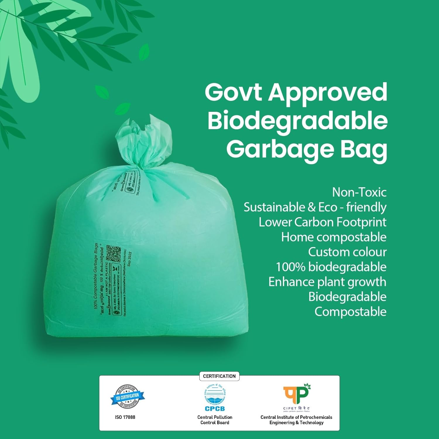 Greenbio Eco - Friendly Garbage Bags | Compostable | Biodegradable | Dustbin Trash | Eco - Friendly Trash Bags | Garbage Bags Used in Hotels, Offices and Kitchen - Greenbio