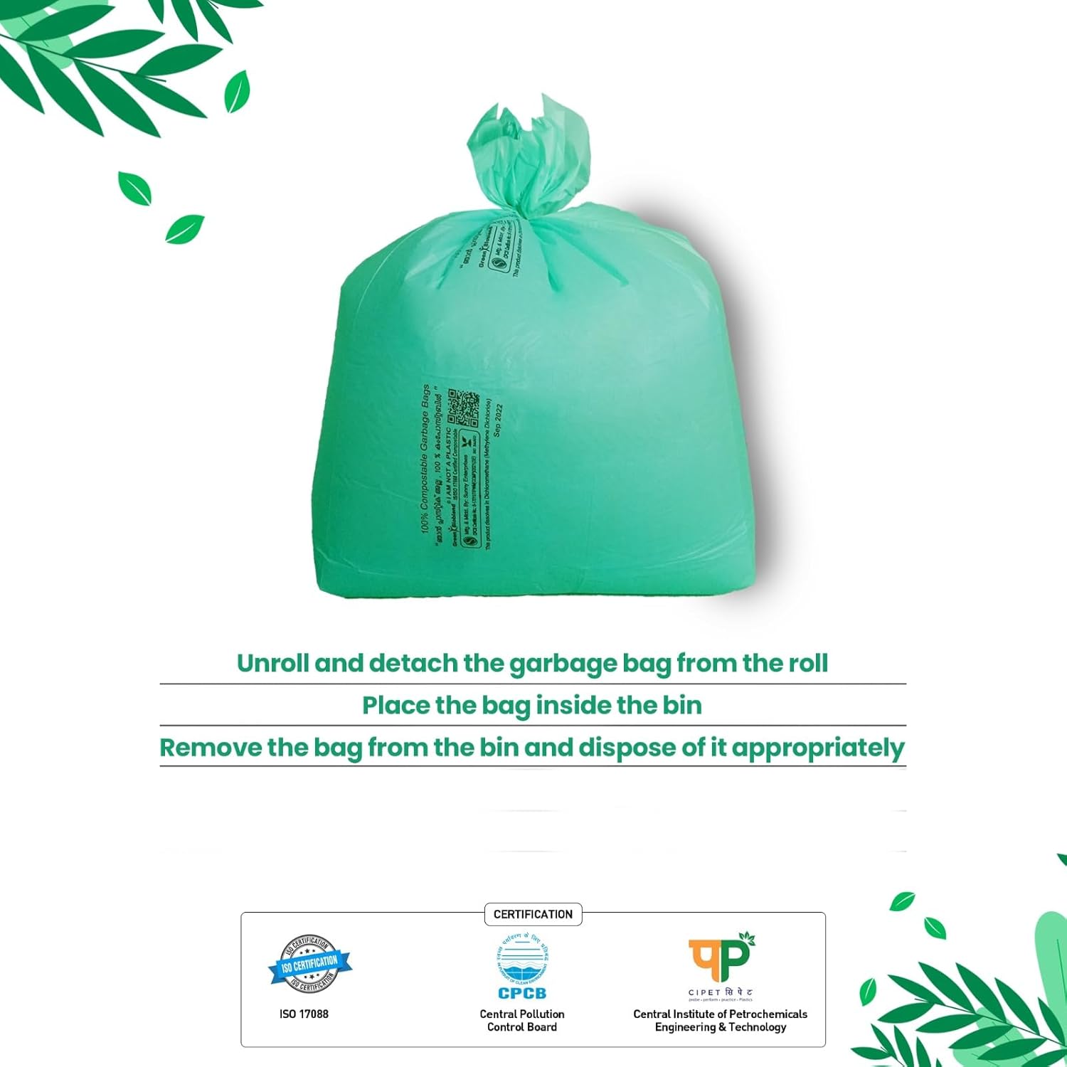 Greenbio Eco - Friendly Garbage Bags | Compostable | Biodegradable | Dustbin Trash | Eco - Friendly Trash Bags | Garbage Bags Used in Hotels, Offices and Kitchen - Greenbio